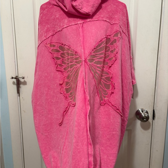 J. Her - Mineral Wash Butterfly Hoodie/ Shacket - Picture 7 of 14